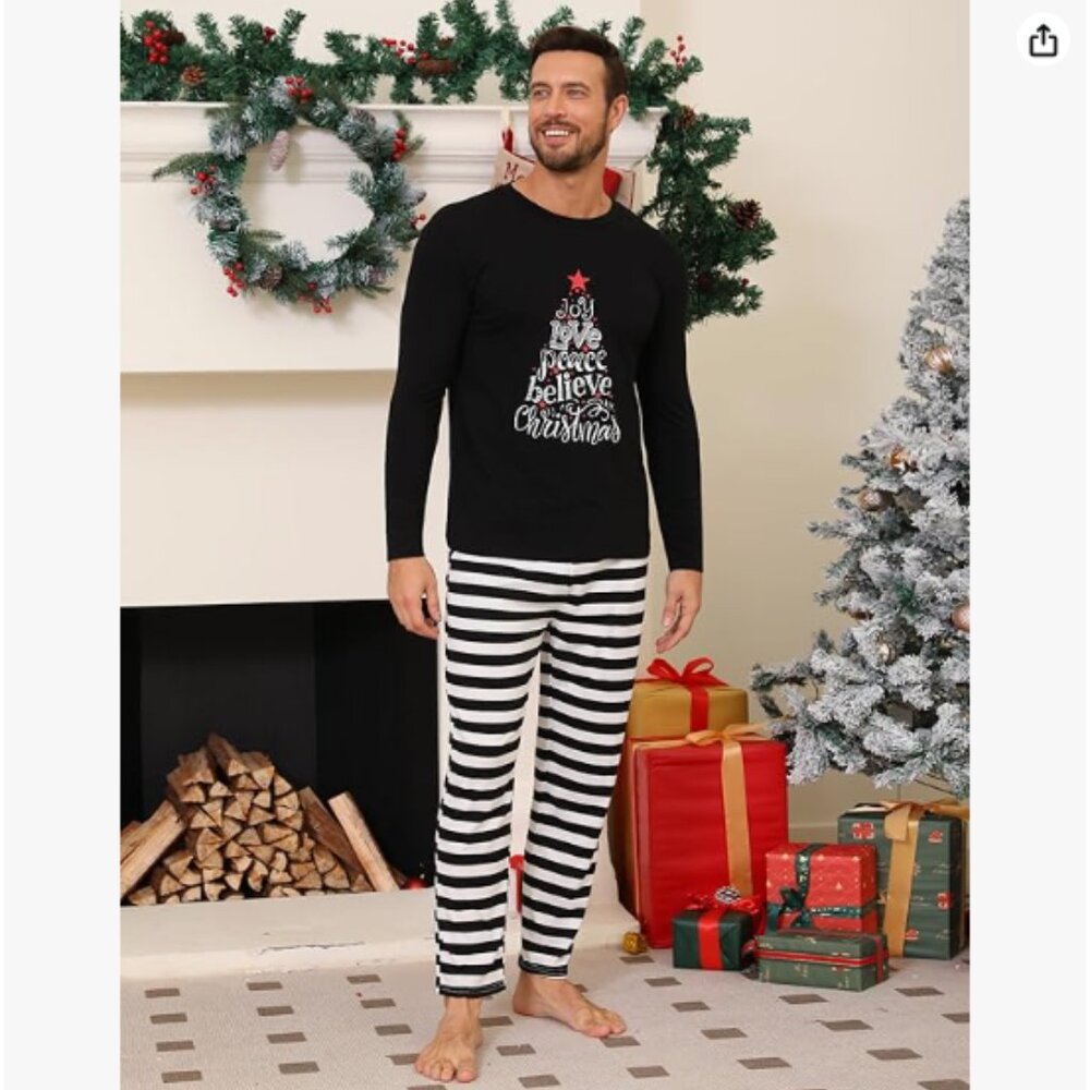 Men's Pajamas Set Striped Christmas Pajamas Sleepwear PJs - XL